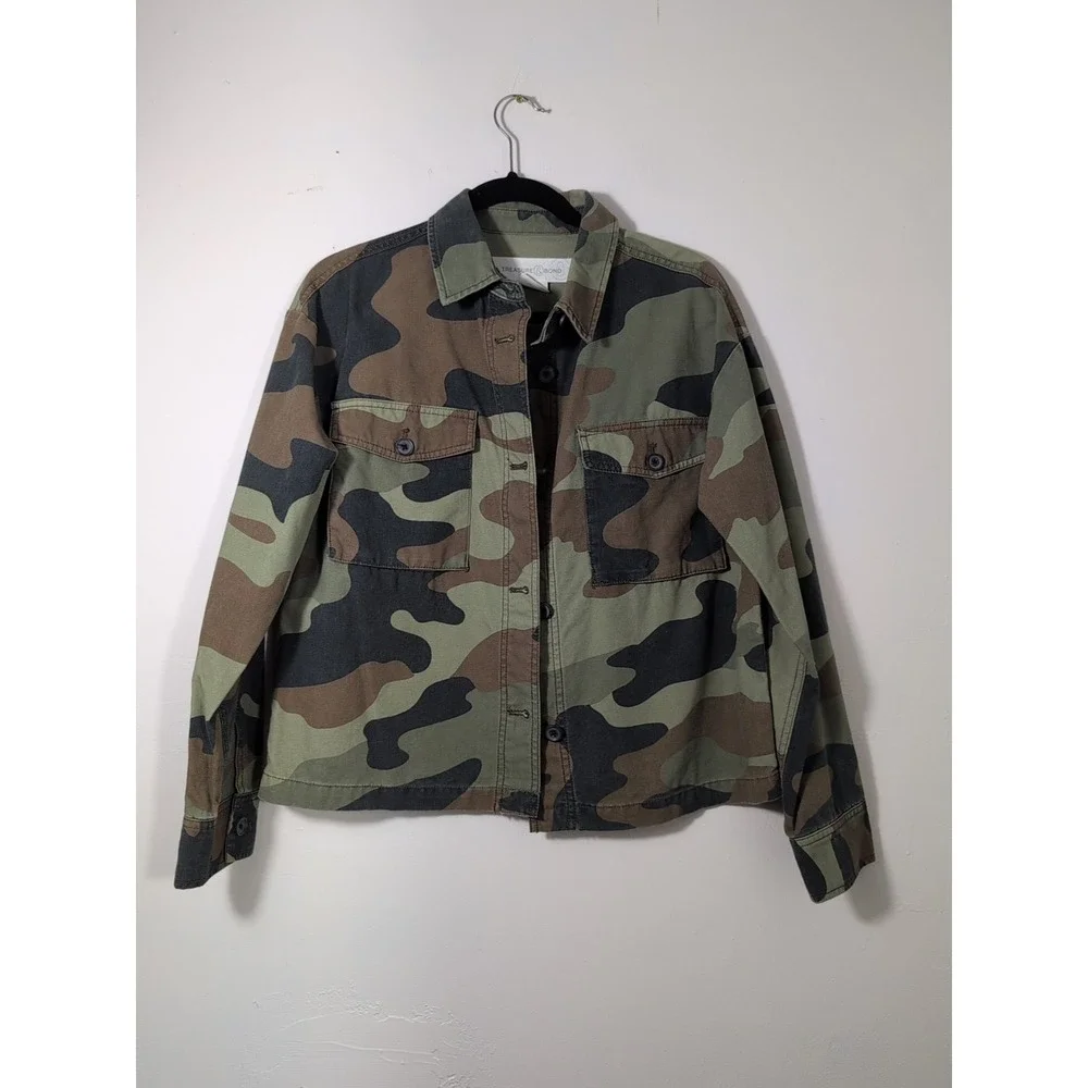 Treasure & Bone Camo Military‎ Women's Jacket Size S Brown Chestnut.